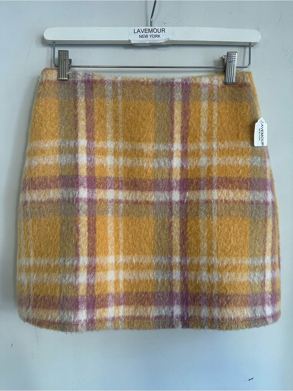 Cider Plaid Mini Skirt in Mustard, Purple & Cream